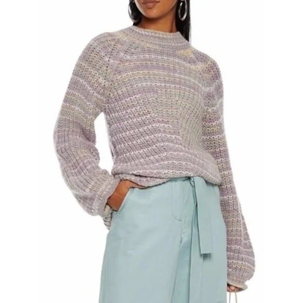 Nicholas Maliya Sweater Womens‎ Small Purple Marled Alpaca Knit Chunky Fuzzy